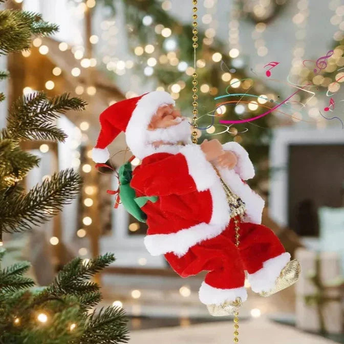 Viejo pascuero escalador a pilas