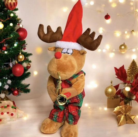 Muñeco De Navidad Reno Musical Bailarin